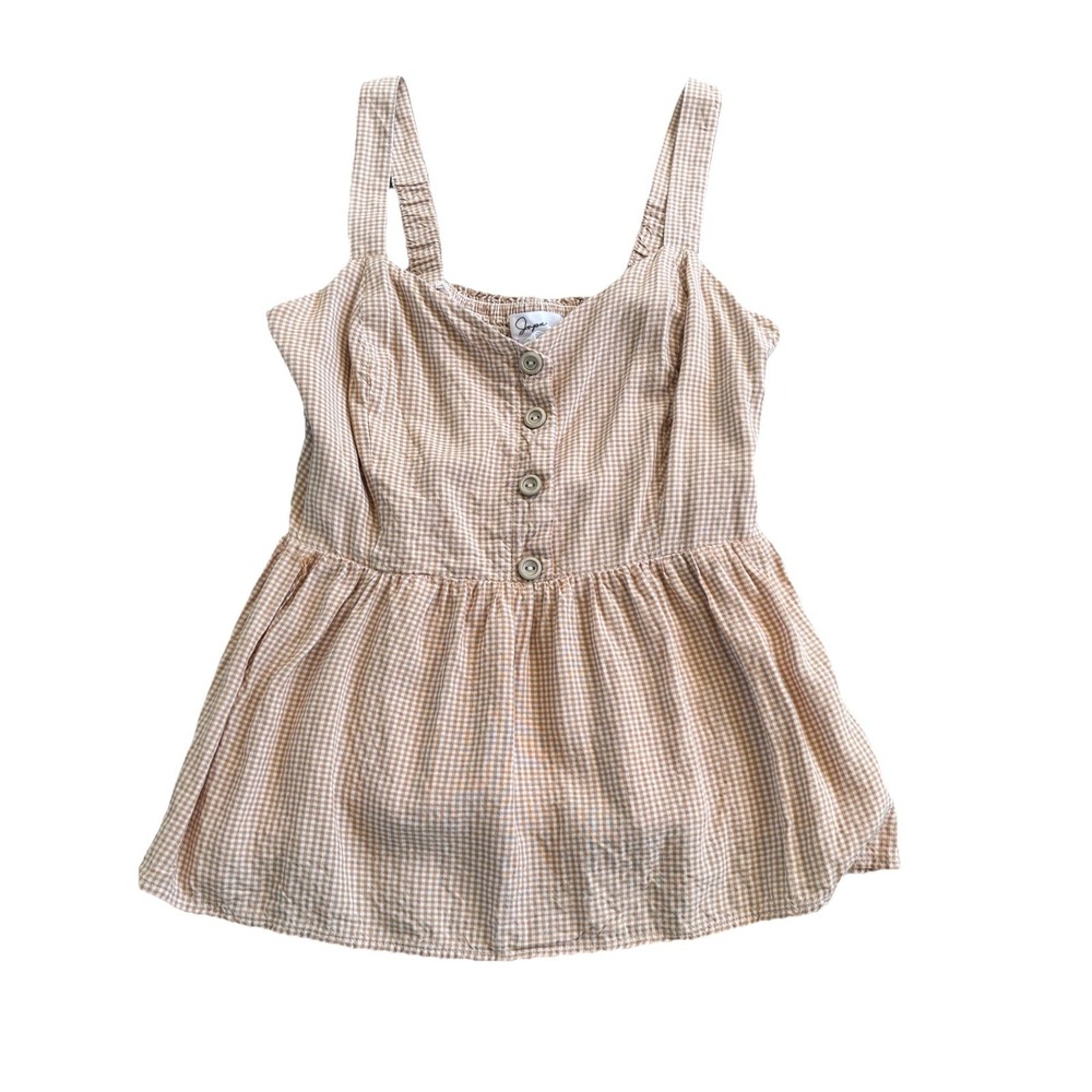 Japna Gingham Y2K Peplum Tank Top Women's Size XS Babydoll Girlhoodcore Cottage